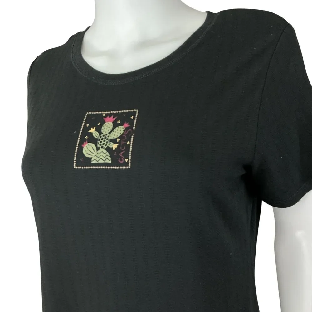 Gudrun Sjoden Cactus Graphic Tee Shirt Top Women's M Short Sleeve Crew BOHO Art - Picture 5 of 12